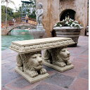 セント・ジョーンズ広場のライオン台座のベンチ 彫刻 ストーン風 彫像（輸入品）西洋庭園 ガーデニング 園芸 作庭 広場 公園 エントランス