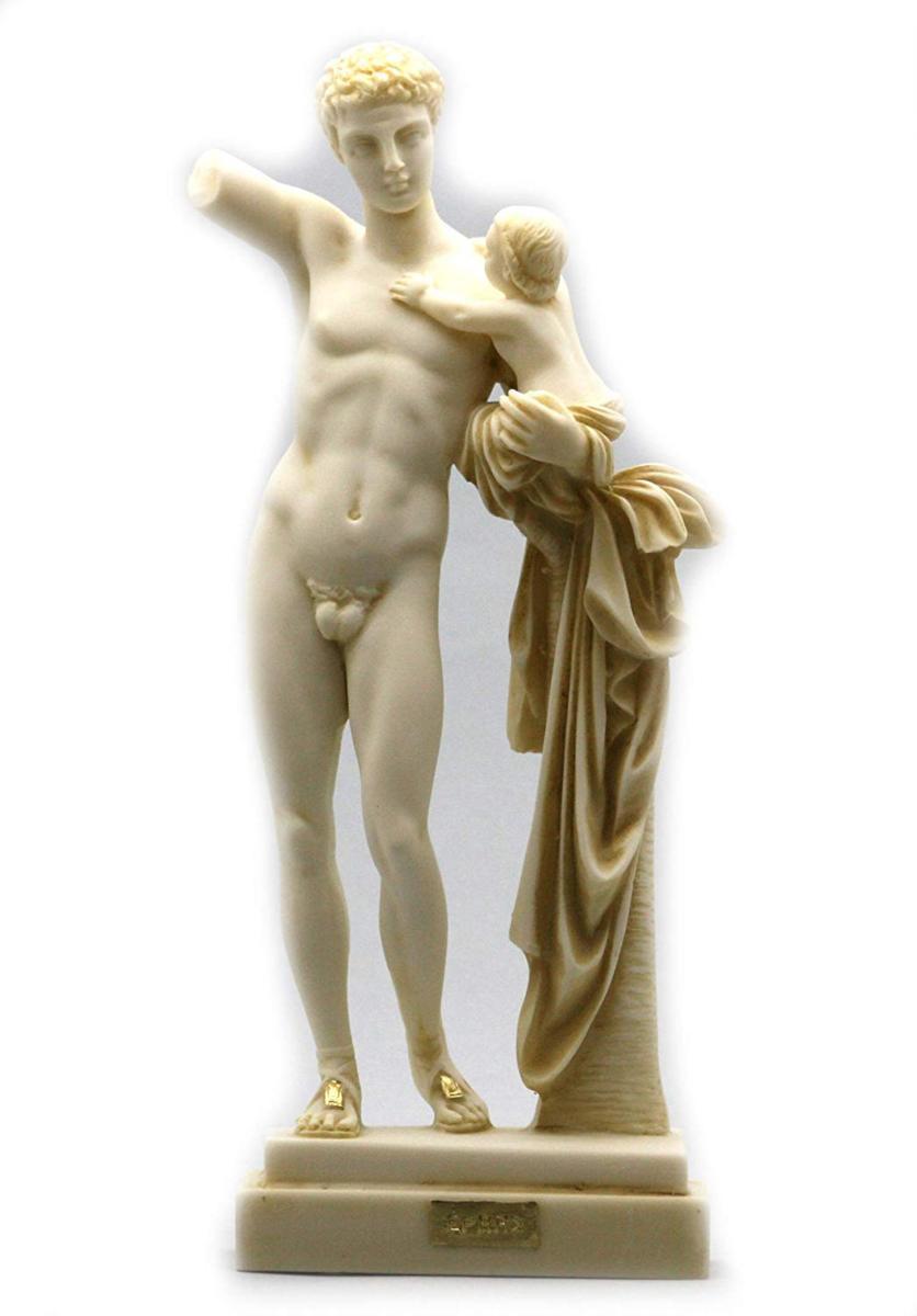 プラクシテレスのヘルメス（エルメス）像 裸のヌード男性フィギュア ギリシャアラバスター大理石風 彫刻 彫像/プレゼント贈り物（輸入品）