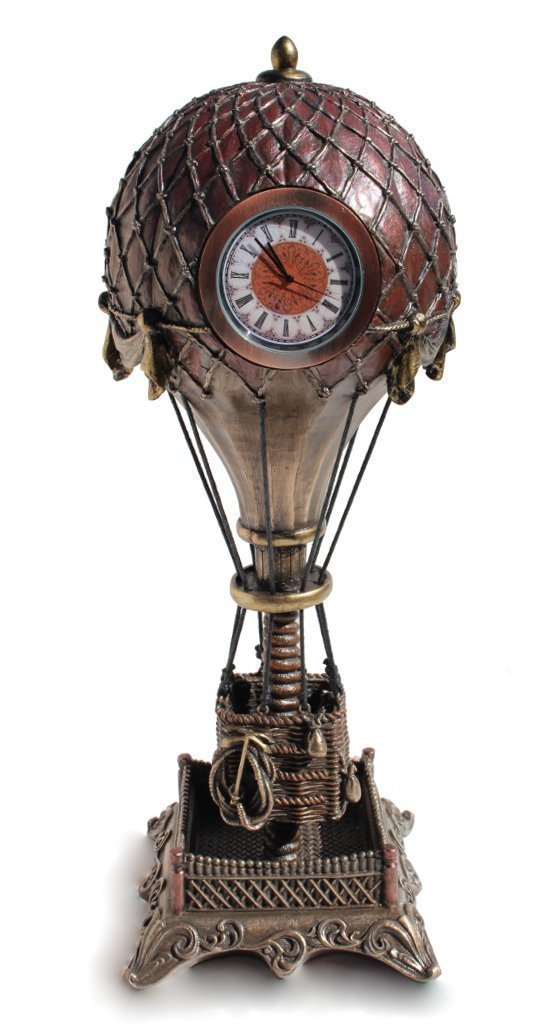 スチームパンク風な熱気球 時計 ブロンズ風彫像 彫刻/ モンゴルフィエ兄弟 飛行船 飛行機 エアークラフト 記念プレゼント 贈り物（輸入品）