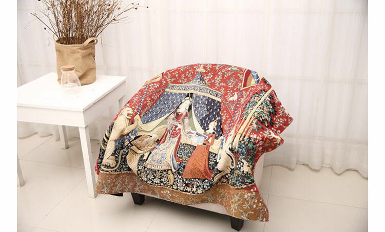 ジャガード織 我が唯一つの望みに 貴婦人と一角獣 ユニコーン の中世アートジャガード織 壁紙 装飾フィルム 貴婦人と一角獣 壁掛けタペストリー タペストリー 壁掛けタペストリー サイズ 幅1ｃｍ 長さｃｍ輸入品 浪漫堂ショップ