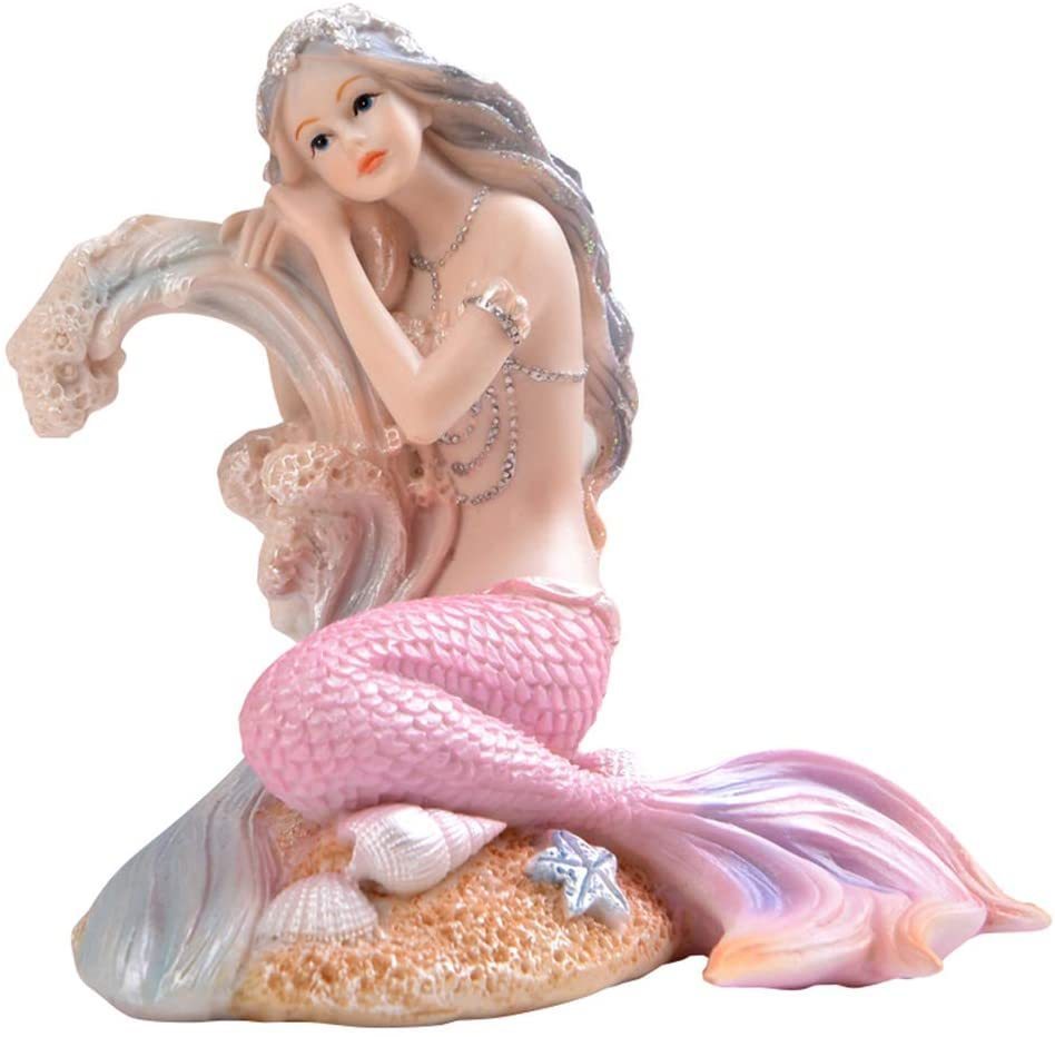 マーメイド・プリンセス(人魚姫)装飾デコレーション ピンク色彫刻 彫像/ リトル・マーメイド アリエル ポセイドン プレゼント（輸入品）
