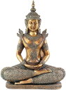 風水吉兆 ブロンズ風 印相を、組む、タイ式 仏像装飾 心の平安の象徴 彫像 彫刻/ 小乗仏教 バンコク アユタヤ王国 プレゼント(輸入品)