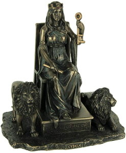 キュベレー(古代ギリシャ 母の女神)ブロンズ風彫像 彫刻/ アナトリア半島プリュギア イーデー山の神々の太母神 知識の保護者 (輸入品