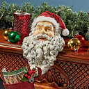 「ほっ、ほっ・ホールド・イット」サンタクロースのマントル（暖炉）靴下 ホルダー彫刻 彫像/ クリスマス 感謝祭 プレゼント贈り物(輸入品)