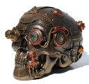 スチームパンク風 レザーテクスチャー スカル(頭蓋骨)小物箱 彫像 彫刻/ サンタ・ムエルテ グリムリーパー プレゼント贈り物(輸入品
