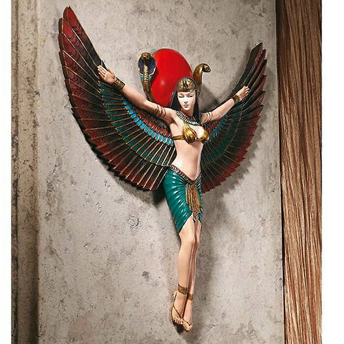 幸運の女神イシス神 愛と情熱のイシス神 古代エジプト壁彫刻 壁掛け彫像/ 豊穣の女神 魔術の女神 誕生日 お祝いプレ…