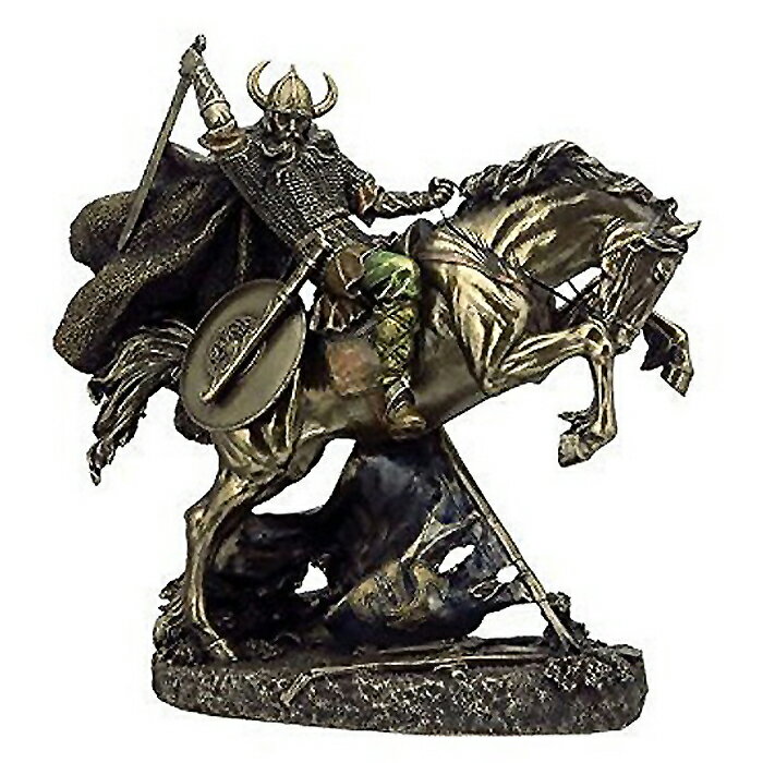Ϥξä̲ΥХ Ħե奢 ֥Ħ 27cm/ Norse Viking Warrior on Rearing Horse Statue (͢