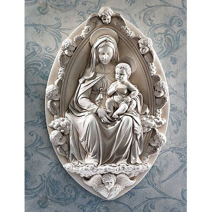 西洋壁彫刻 聖母マリアとキリスト （フィレンツェの聖母子像） レリーフ/ ルネッサンス アート芸術品レプリカ 贈物[輸入品