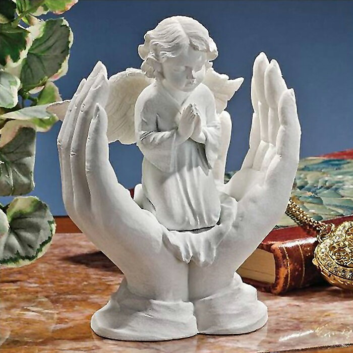 大理石風 天使の祈り 彫刻 彫像/ Bonded Marble Prayers of an Angel Statue[輸入品