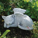天使の置物 眠る猫（ネコ）ねこの天使 メモリアルエンジェル ガーデン彫刻 彫像 ペットのお墓 ペットショップ ねこカフェ ペットホテル(輸入品）