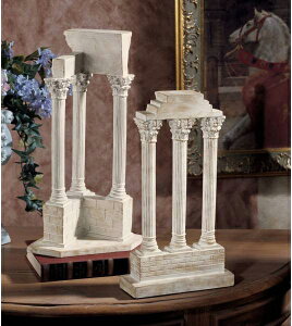 ローマ様式建築の石柱（円柱）神殿 2柱セット彫刻 彫像 コリント式 古代ギリシア建築 アカンサス パンテオン/ Roman Forum Columns Set in Stone（輸入品