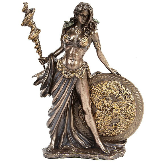 北欧神話の女神 フリッグ ブロンズ風仕上げ 彫像 高さ；約24cm / Bronze Finished Frigga Norse Goddess Norse Mythology-2014g（輸入品