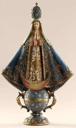 サンファンデラゴスのブルーとゴールド色の聖母マリア 彫像置物 彫刻 カトリック教会 祭壇 洗礼 福音 キリスト 十字架 プレゼント 贈り物（輸入品）