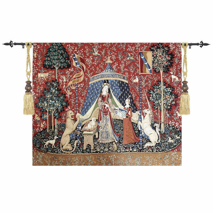 セール！即納！「我が唯一つの望みに」貴婦人と一角獣（ユニコーン）の中世アートジャガード織 壁掛けタペストリー