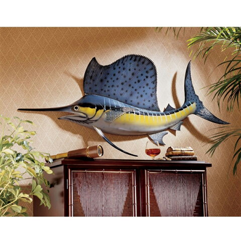 バショウカジキ（セイル・フィッシュ） キーウエスト ハンティングトロフィーの壁彫刻 彫像/ Sailfish Trophy Wall Sculpture(輸入品