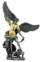 西洋彫刻 ゴールド&ピューター色 悪魔を踏む大天使ミカエル 守護天使エンジェル彫像 彫刻/ カトリック教会 祭壇 聖霊 福音 洗礼 贈り物(輸入品)
