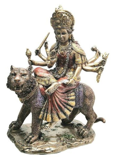 ヒンドゥー教 虎に乗った女神ドゥルガー 彫刻置物 インド神話 彫像 高さ 約22cm/ Goddess Mahashakti Durga Riding Tiger (輸入品) ヒンドゥー教 虎に乗った女神ドゥルガー 彫刻置物 インド神話 彫像 高さ 約22cm/ Goddess Mahashakti Durga Riding Tiger (輸入品)