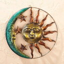 「芸術的な太陽と月」 屋内＆屋外用の金属 壁装飾アート 彫像 彫刻 インテリア 壁装飾 カフェ アート パブ サイン 看板 中世デザイン (輸入品）