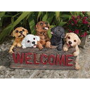 デザイン・トスカノ製 レトリーバーの子犬のパレード ウェルカム・サインボード 彫像 彫刻/ The Puppy Parade Welcome Sign（輸入品）