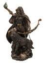 北欧神話 弓矢を持ちオオカミを連れたスカディ(スカジ)戦士 ブロンズ風 彫像 彫刻/ニョルズの妻(輸入品)