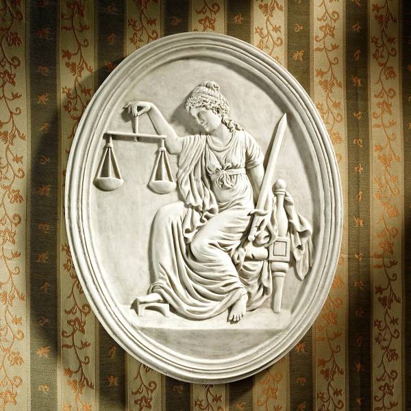 ロンドン オールドベイリー裁判所 正義の女神 壁彫刻、アンティークストーン風彫像/ テミス（テーミス）裁判所 弁護士 司法書士（輸入品）