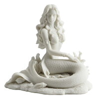 【楽天市場】ビーチに座っている、マーメイド（人魚） - 白い彫刻の置物 彫像/ リトル・マーメイド アリエル ポセイドン 大洋 プレゼント