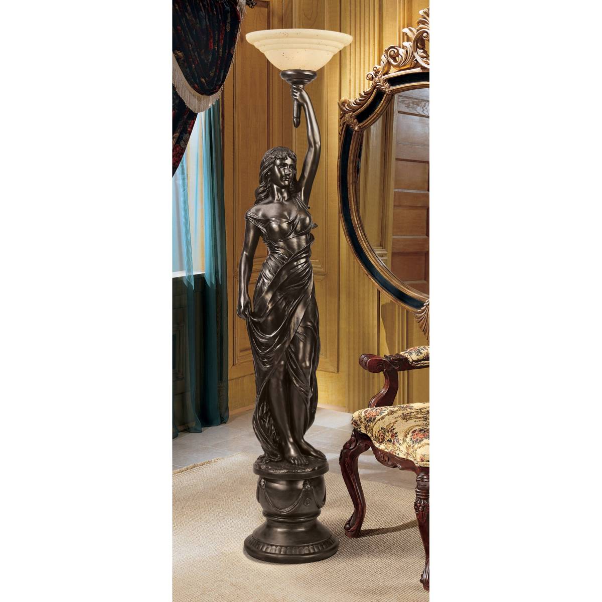 古代ギリシャ 女神ヘスティア 彫刻台座フロアランプ 装飾インテリア 彫像/リビング ホテル 贈り物 プレゼント(輸入品)