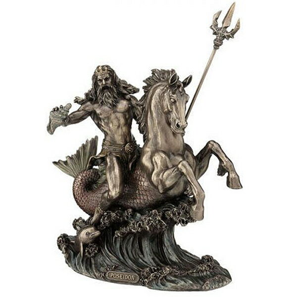 ȤäơϤ˾äݥɥ ֥ Ħ ʪ/ Poseidon Riding Hippocampus with Trident Statue(͢