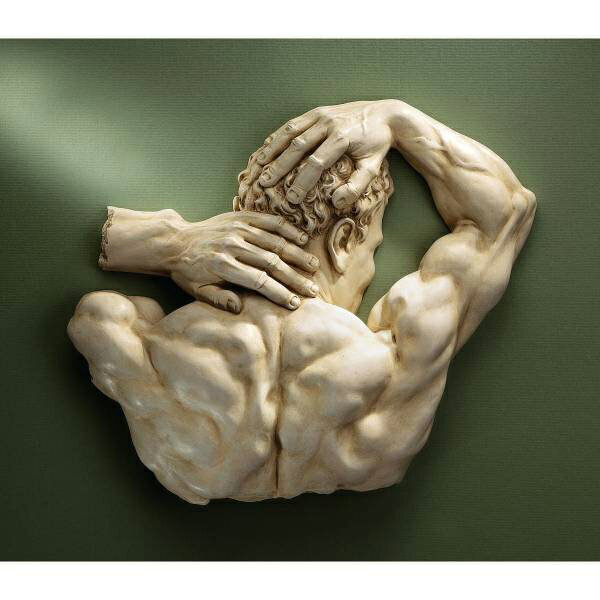 テセウス（男性の筋肉 背中像）壁彫刻 彫像/ トルソー ボディービルダー サウナ スパ 新店舗 記念品 プレゼント贈り物（輸入品