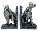 中世騎士のブックエンド 彫刻装飾 輝く甲冑装備(シャイニングアーマー) 芸術品オブジェ アクセント装飾 彫像(輸入品)十字軍 重装騎兵 アーサー王と円卓の騎士