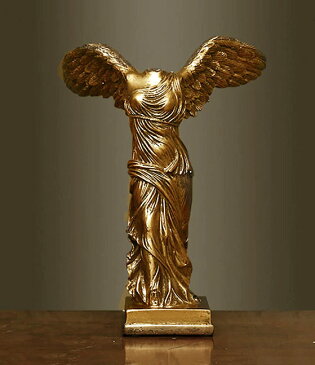 セール！即納！サモトラケのニケ像 ギリシャの勝利の女神 ゴールド色塗装仕上げ 高さ 約23cm/ 受験 資格試験 お祝い 贈り物(輸入品