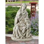 聖アンナと幼い聖母マリア（キリストの母）ストーン風 彫像 キリスト教彫刻/ カトリック教会 祭壇 洗礼 ガーデニング 園芸 作庭 お庭 噴水 芝生 プレゼント 贈り物（輸入品）