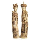 マンダリン コレクション 象牙風 皇帝と皇后の彫刻人形セット 彫像インテリア/アジアン カフェ パブ プレゼント 贈り物（輸入品）