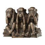 デザイン・トスカノ製 「見ざる、聞かざる、言わざる」三猿動物像 置物 彫刻 彫像 高さ約18cm(輸入品)「不見、不聞、不言」人生訓