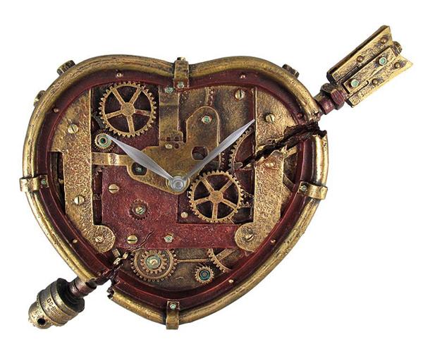 ŷȤǼͤ줿ϡȷ ѥ ɳݤ Ħ   ץ쥼 ۽ˤ ۡ// Steampunk Wall Clock Heart Pierced Cupid Gearwork ͢