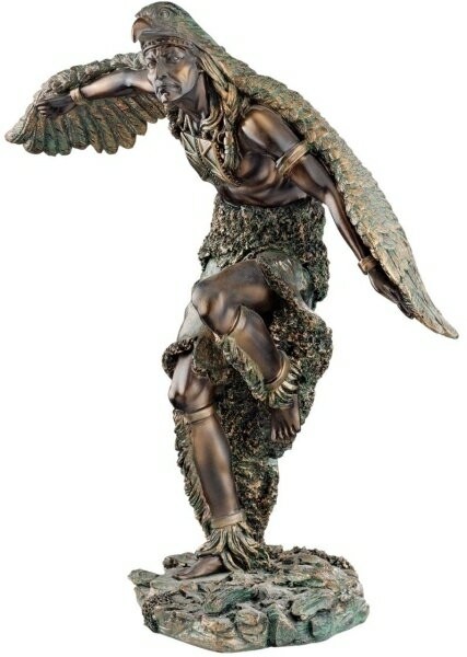 鷲の衣装を着て踊りを舞うインディアン ブロンズ風 彫刻 彫像 高さ約30cm/ 12 in. The Eagle Dancer Sculpture 輸入品