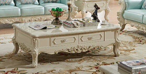 ブラックフライデー！最大25％お値引き！条件は要問い合わせ！~カワイイ！ゴージャス！ロココ調・お姫様系大理石製天板センターテーブル FRL-J221DCT日本人スタッフが検品・メンテナンスを行います！