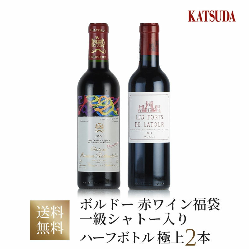 ワインセット bordeaux ボルドー 赤ワイン ハーフボトル 一級シャトー入り 極上2本 シャトームートンロートシルト、レ・フォール・ド・ラトゥール 福袋 ...