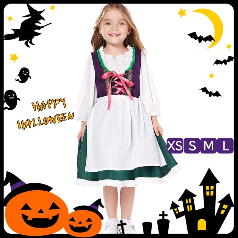 楽天浪漫樹ハロウィン 衣装 子供　メール便送料無料 子供 ハロウィン キッズ ビールガール ドイツ メイド 民族衣装 コスプレ衣装 イベント パーティー 舞台 演出服 学園祭 文化祭 演劇 イベント演出服 ホワイト 在庫処分 バーゲン