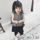 メール便 送料無料 女の子 セットアップ 2点セット 上下セット ノースリーブ プルオーバー 子供 子ども こども パンツタイプ チェック柄 フリル ギフト プ...