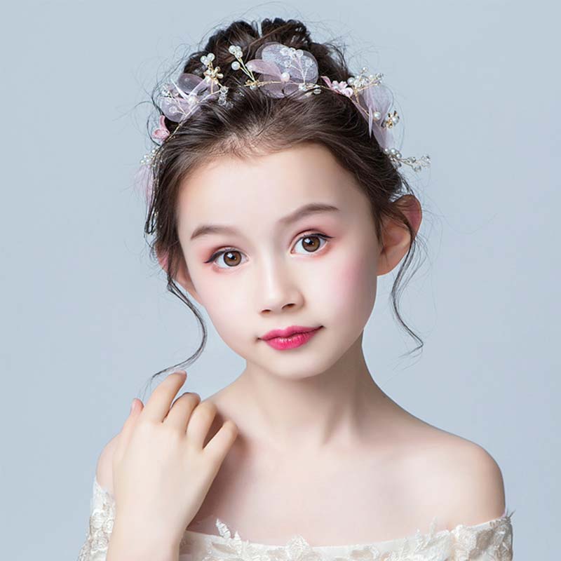 メール便発送 ヘアアクセサリー ヘッドドレス 子供 こども ヘアアクセサリー ヘッドドレス 子供 髪飾り 女の子 キッズ 花 ホワイト パール 花 ティアラ カチューシャ ラインストーン ピアノ 発表会 結婚式 ブライダル ウエディング 可愛い 写真撮影