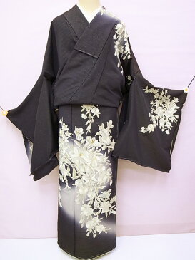 訪問着 手刺繍 正絹 豪華 ユリ 桜 フォーマル 結婚式 入学式 卒業式 入園式 卒園式 未仕立て 紫 藤色 e301