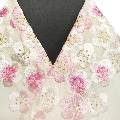 振袖 半衿 半襟 日本製 梅詰め 花 刺繍半襟 振袖小物 クリーム 新品 品番 03501366 梅詰め NO,1 h702 Tsi