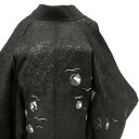 【レンタル】 和装 コート 着物 貸衣装 道中着 正絹 紋紗 刺繍 絵羽 フォーマル カジュアル うさぎ 黒 送料無料 Mサイズ co0003