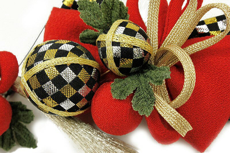 髪飾り リボン 成人式 振袖 浴衣 卒業式 袴 結婚式 2点セット 赤 黒 金 銀　市松 花 和 洋 かんざし 手作り 簪 つまみ細工 ちりめんフォーマル 玉飾り W304-376 赤 p803　Si