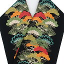 半衿 半襟 刺繍 日本製 正絹 日本製 シルエリー Silelly 黒 松 フォーマル 振袖 成人式 袴 卒業式 着物 訪問着 色無地 お正月 七五三 お宮参り お茶席 和装小物 春 秋 冬 レディース 袷 単衣 半えり 送料無料 T w803 Si