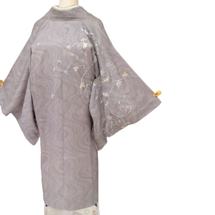 【レンタル】 和装 コート 貸衣装 道中着 絵羽 正絹 紋紗 手刺繍 フォーマル カジュアル サルトリイバラ 紫 送料無料 Mサイズ co0005