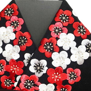 振袖 半衿 半襟 日本製 梅詰め 花 刺繍半襟 振袖小物 黒 新品 品番 03501366 梅詰め NO5 h706 Tsiバーゲン