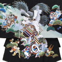 【レンタル】 お宮参り 産着 レンタル 赤ちゃん 男の子 貸衣装 帽子 よだれ掛け 付き セット 祝着 正絹 絵羽 鷹 陣太鼓 古典文様 黒 青磁色 送料無料 ...