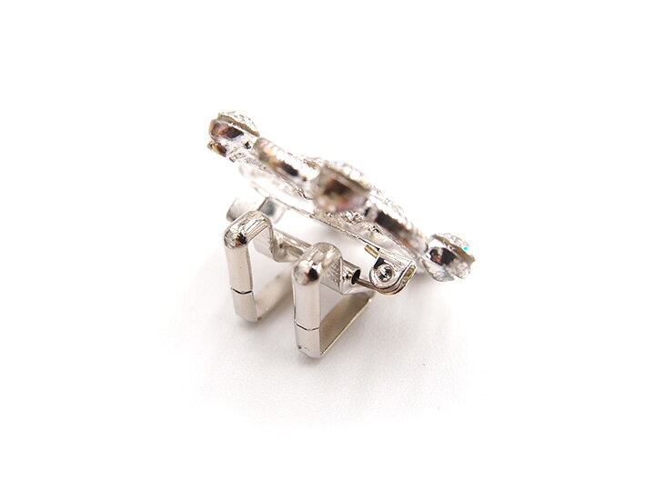 ブローチ帯留め スワロフスキー SWAROVSKI クリスタル シルバー 花 箱付き カジュ...